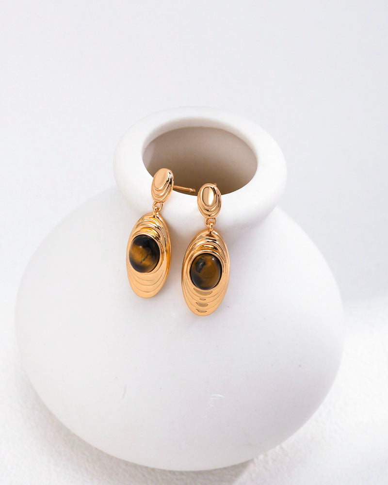 Gemstone Ripple Pendant Earrings