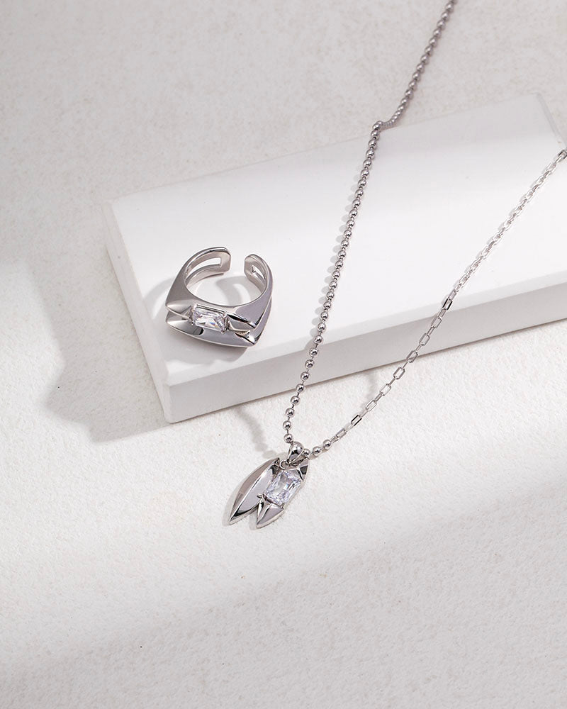 Gemstone Spindle Double Stacking Ring