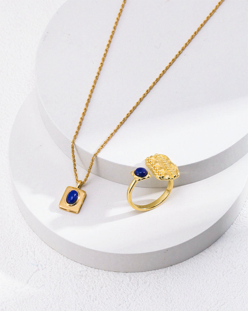 Lapis Square Pendant Necklace
