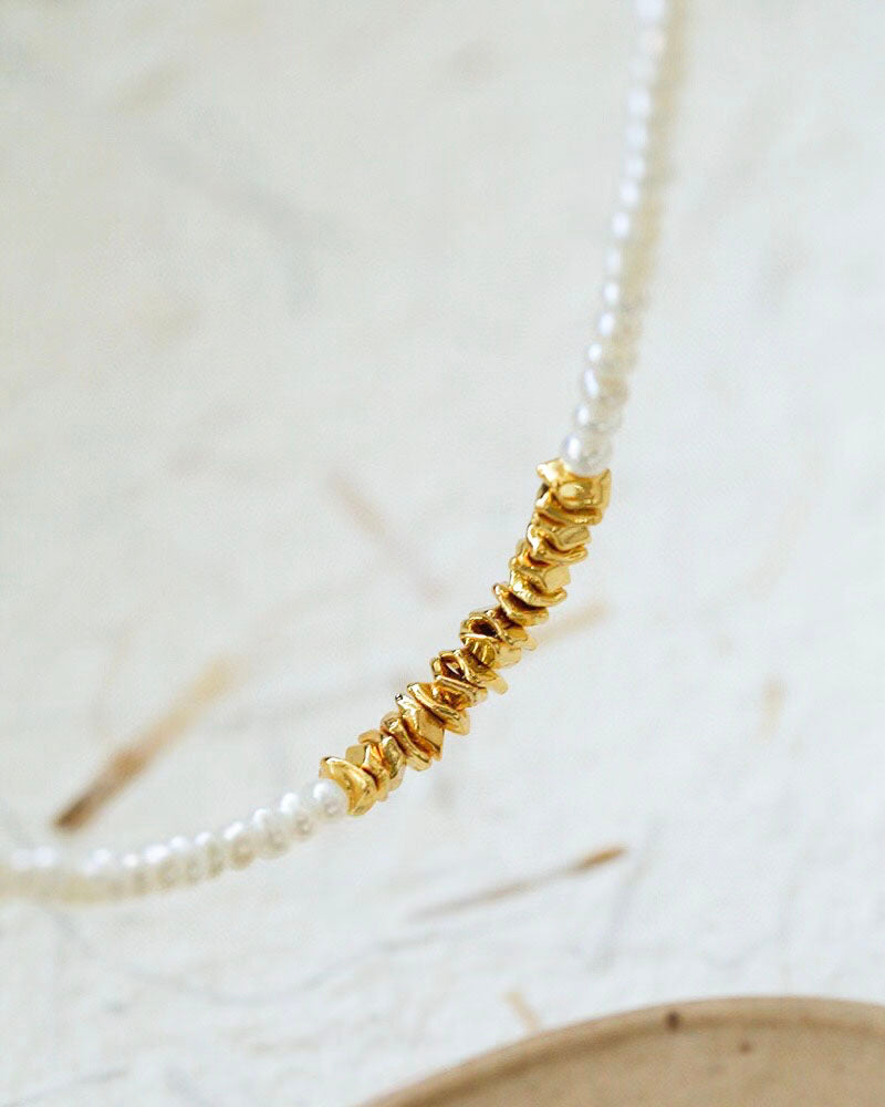 Pearl Gold Beaded Necklace