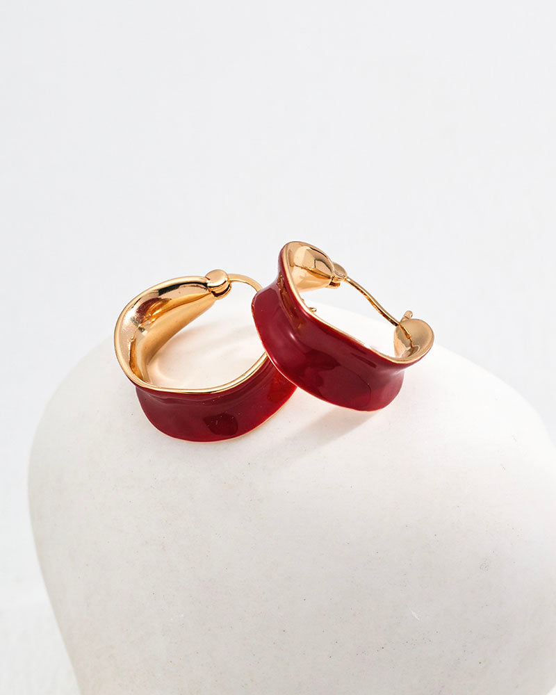 Scarlet Enamel Hoops