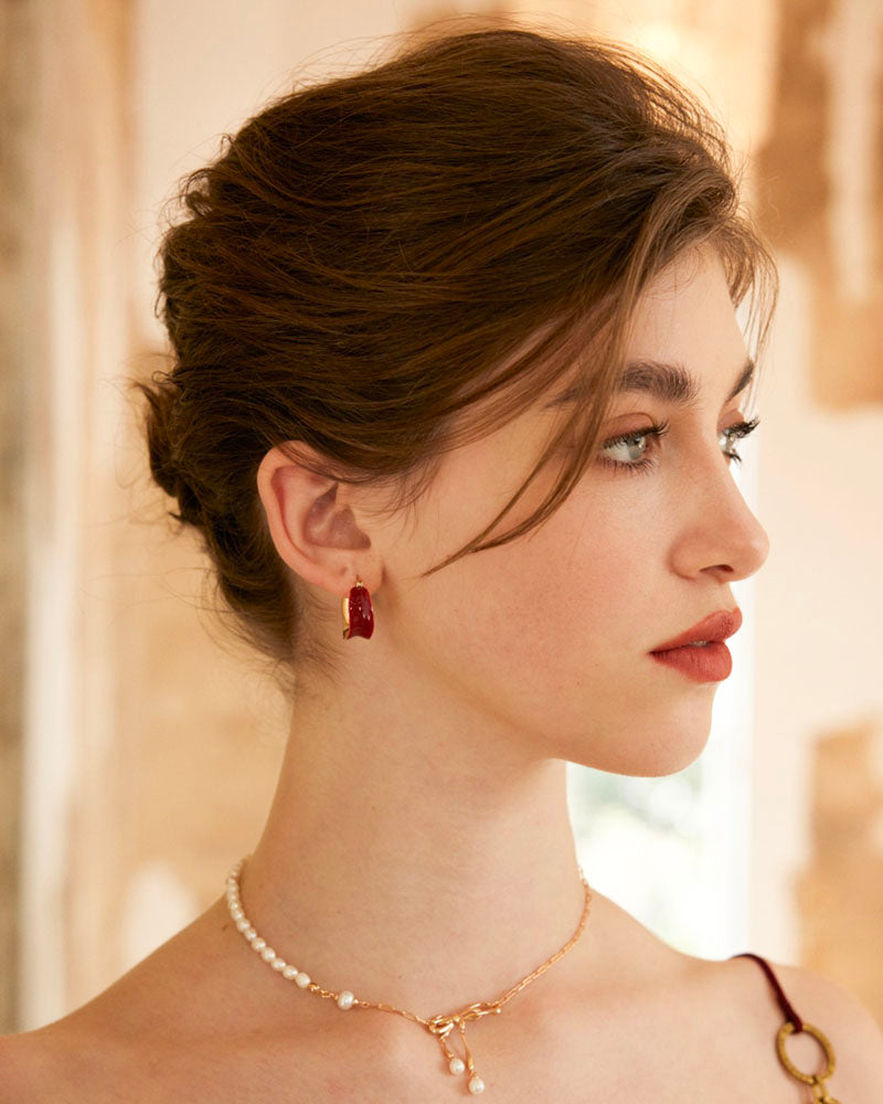 Scarlet Enamel Hoops