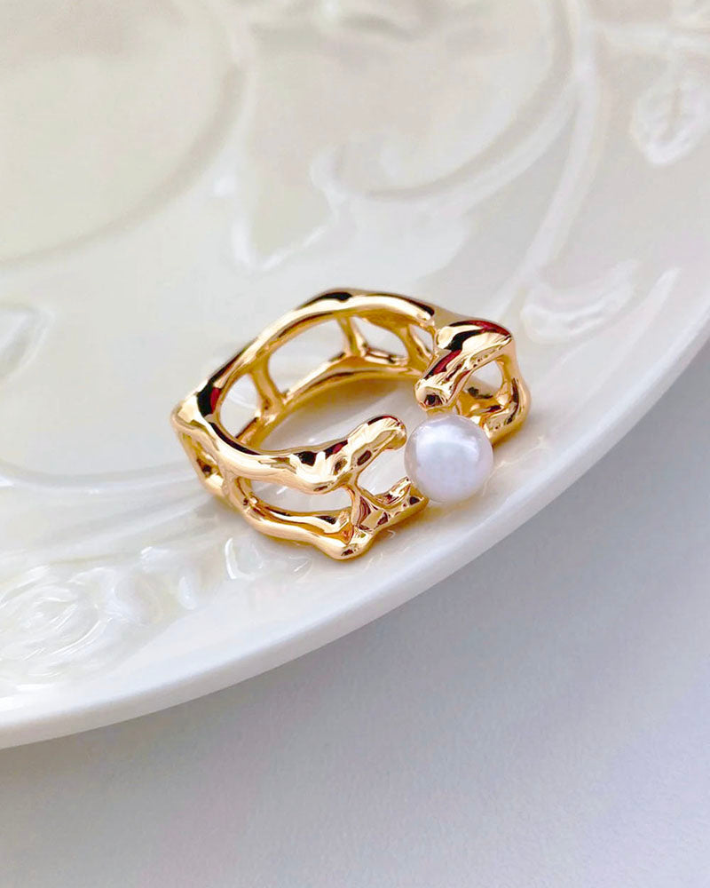 Square Vintage Pearl Ring