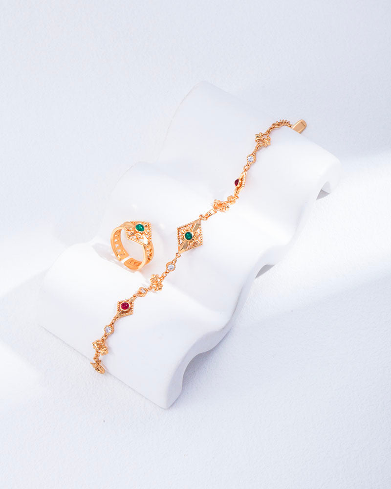 Vintage Gemstone Charm Bracelet