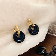 Annulus Gemstone Charm Hoop Earrings