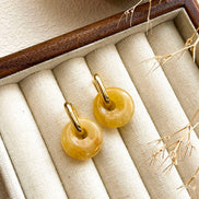 Annulus Gemstone Charm Hoop Earrings