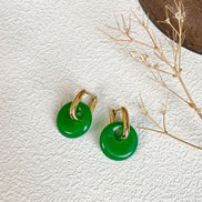 Annulus Gemstone Charm Hoop Earrings