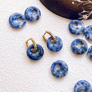 Annulus Gemstone Charm Hoop Earrings