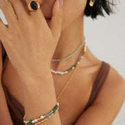 Aventurine Bead Pearl Bracelet