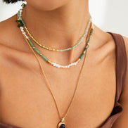 Aventurine Bead Pearl Necklace