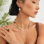 Aventurine Bead Pearl Necklace