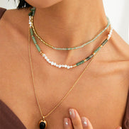 Aventurine Bead Pearl Necklace