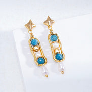 Gemstone Beaded Charm Drop Earrings