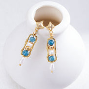 Gemstone Beaded Charm Drop Earrings