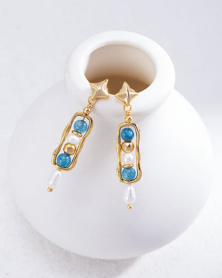 Gemstone Beaded Charm Drop Earrings