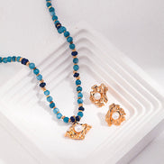 Beaded Gemstone Molten Pendant Necklace