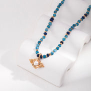 Beaded Gemstone Molten Pendant Necklace