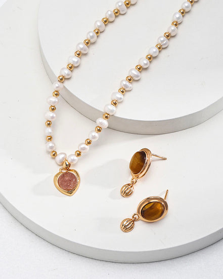 Blush Pearl Heart Necklace