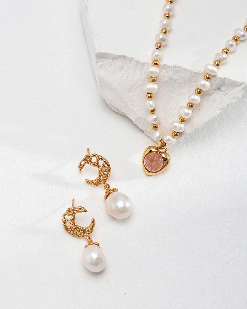 Blush Pearl Heart Necklace