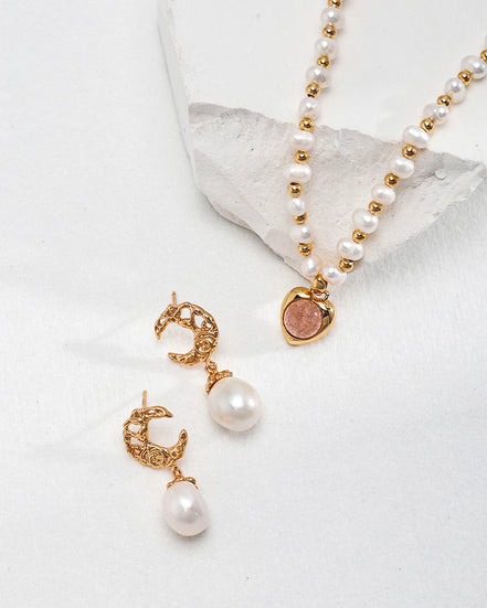 Blush Pearl Heart Necklace