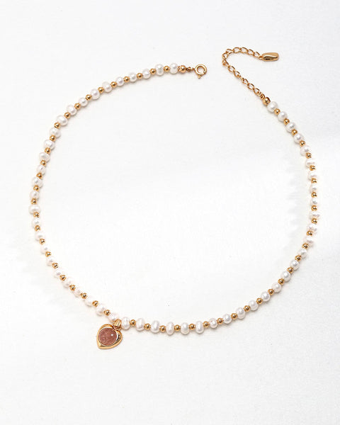 Blush Pearl Heart Necklace
