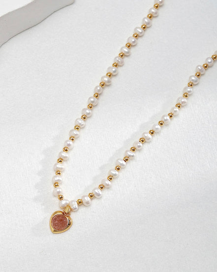 Blush Pearl Heart Necklace