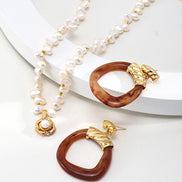 Brown Acetate Hoop Drop Earring