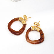 Brown Acetate Hoop Drop Earring