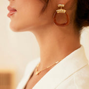 Brown Acetate Hoop Drop Earring