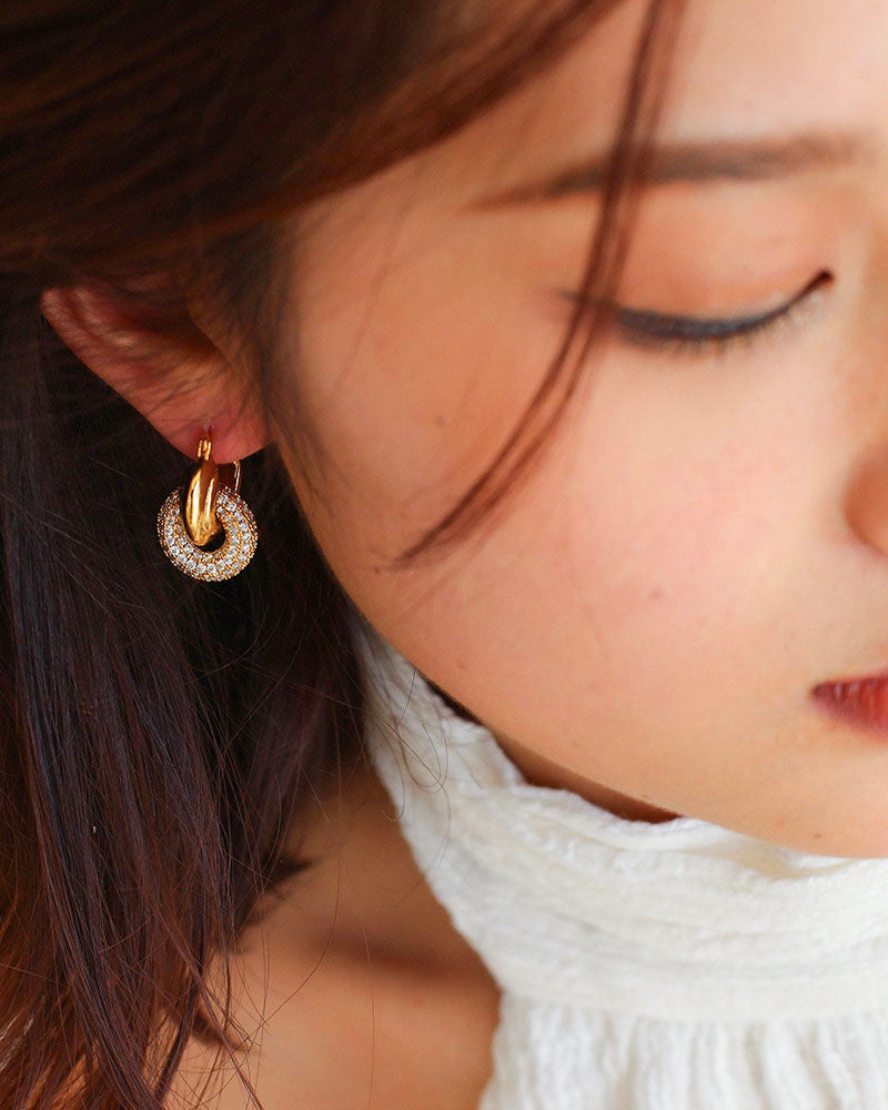 Diamond Double Hoop Earrings