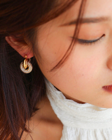 Diamond Double Hoop Earrings