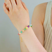 Colorful Candy Cube Gemstone Beaded Bracelet