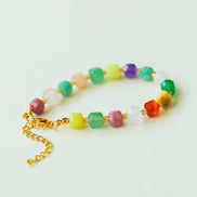 Colorful Candy Cube Gemstone Beaded Bracelet