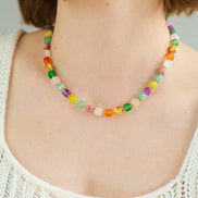 Colorful Candy Cube Gemstone Beaded Necklace