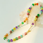 Colorful Candy Cube Gemstone Beaded Necklace