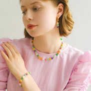 Colorful Candy Cube Gemstone Beaded Bracelet