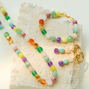 Colorful Candy Cube Gemstone Beaded Bracelet