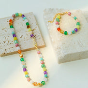 Colorful Candy Cube Gemstone Beaded Necklace