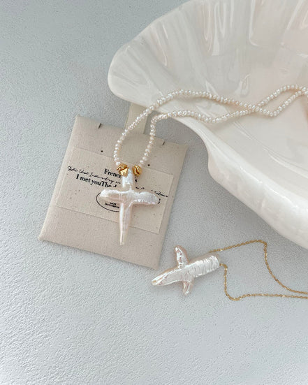 Cross Pearl Necklace