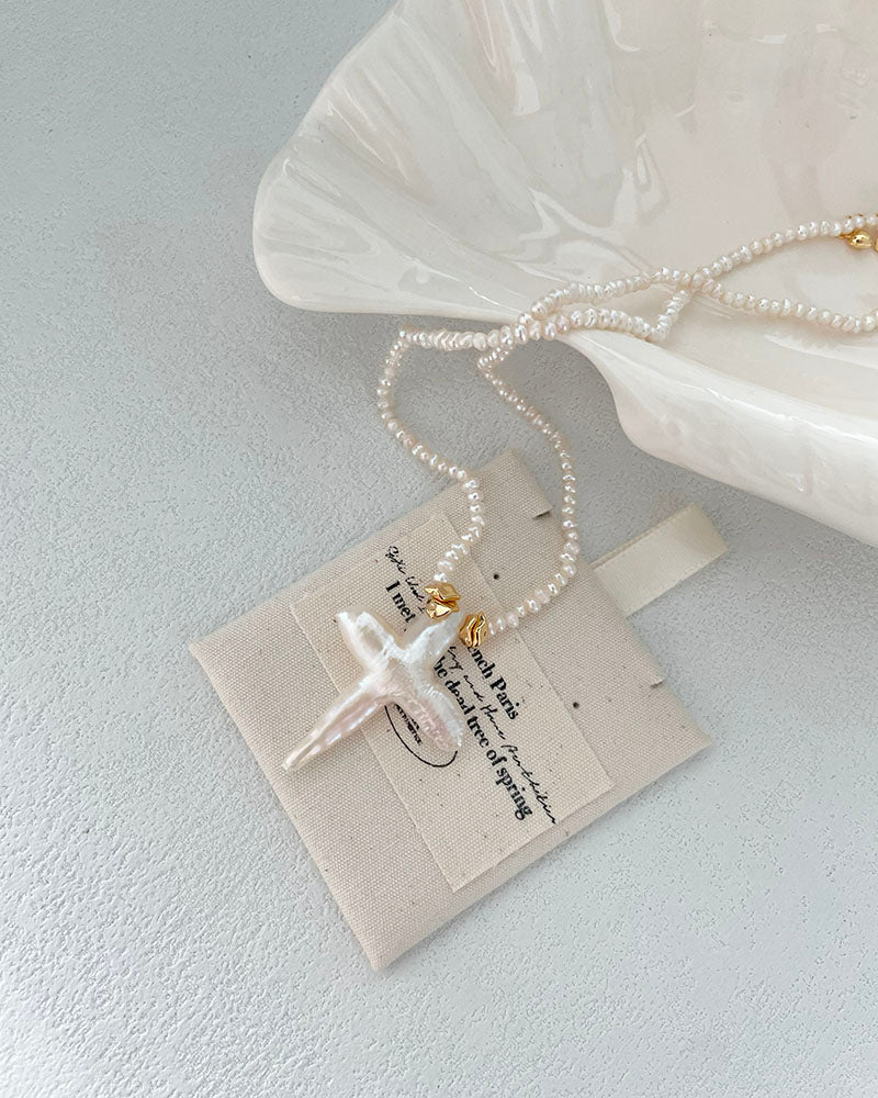 Cross Pearl Necklace