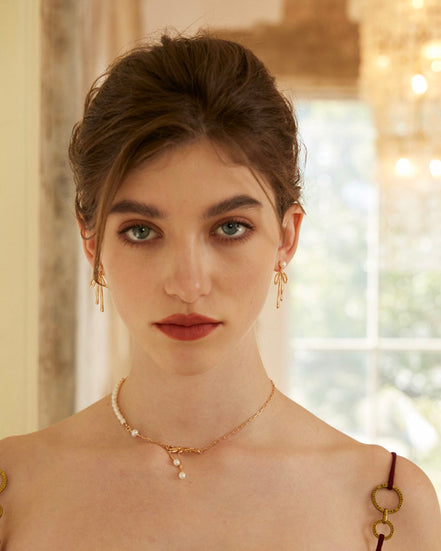 Dainty Pearl Bow Earrings