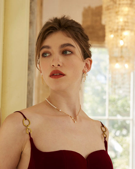 Dainty Pearl Bow Earrings