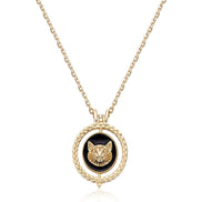 Double-sided Rotating Cat Pendant Necklace