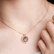 Double-sided Rotating Cat Pendant Necklace