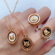 Double-sided Rotating Cat Pendant Necklace