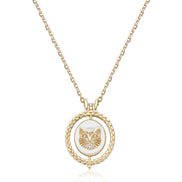 Double-sided Rotating Cat Pendant Necklace