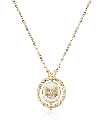 Double-sided Rotating Cat Pendant Necklace
