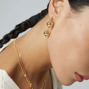 Double Lantern Drop Stud Earrings