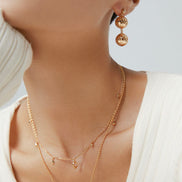 Double Lantern Drop Stud Earrings