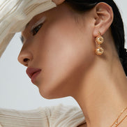 Double Lantern Drop Stud Earrings